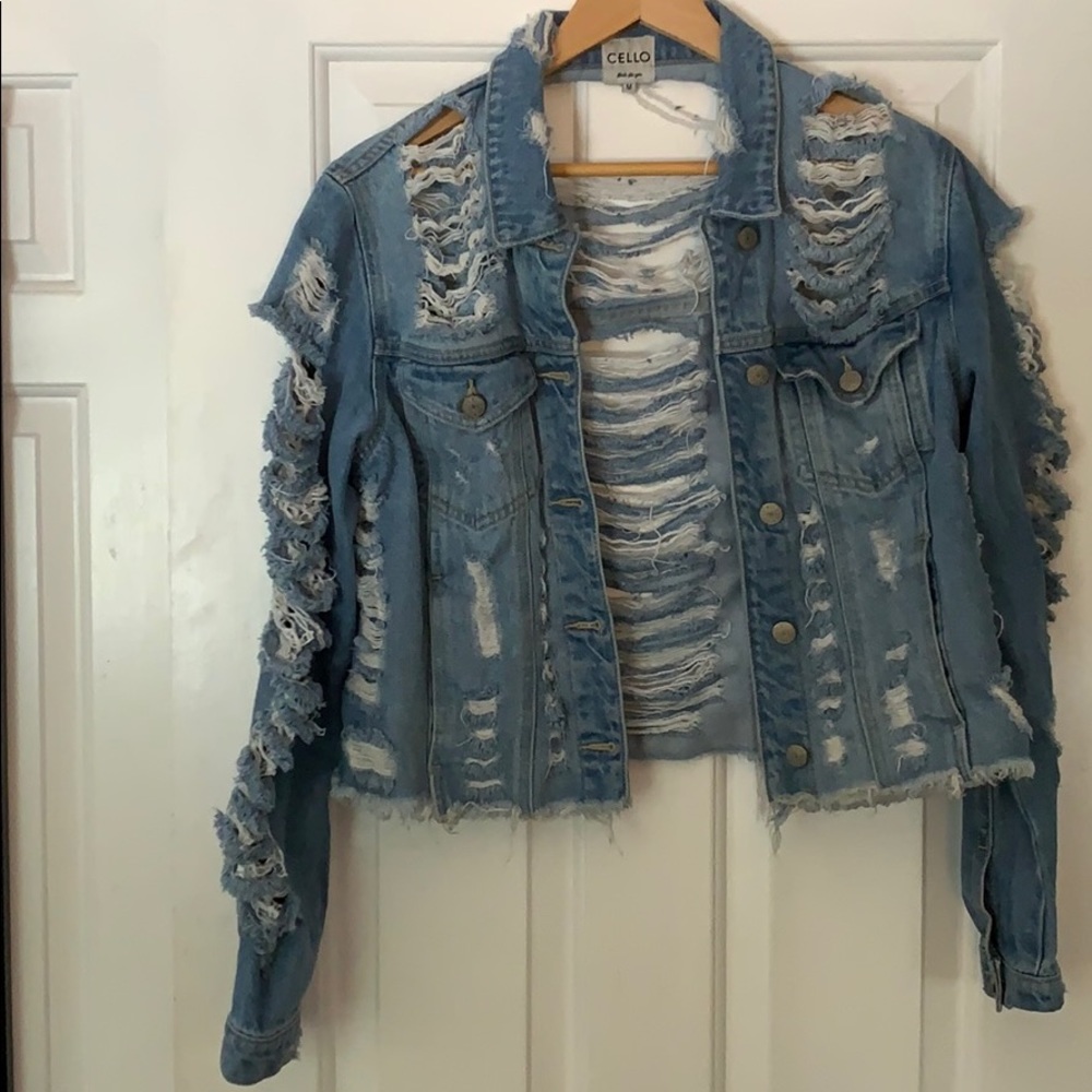 stylish ripped jean jacket